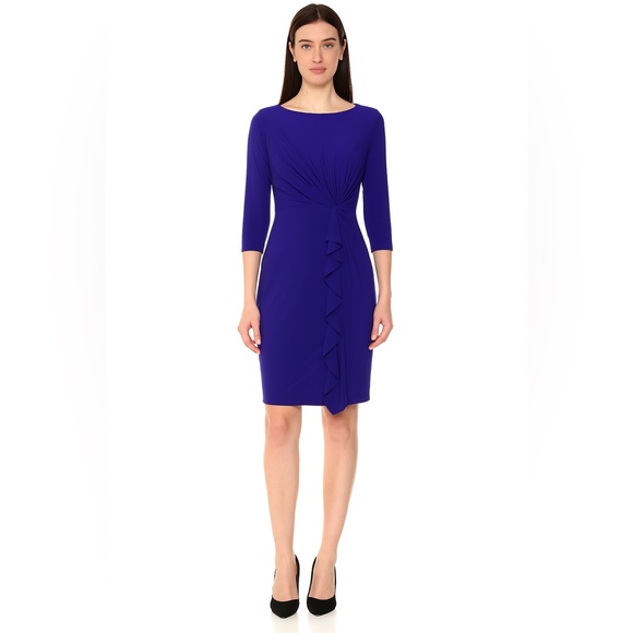 Lauren Ralph Lauren Dresses & Skirts - Lauren Ralph Lauren Women’s Twisted-Knot Ruched Size Ruffle Jersey Dress Size 6